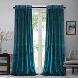 Roslynwood Fluwelen gordijnpanelen pauw blauw blok licht venster super zachte luxe gordijnen voor slaapkamer thermisch geïsoleerde staaf zak gordijn voor woonkamer/52 B x 63 l pauwblauw, 2 panelen