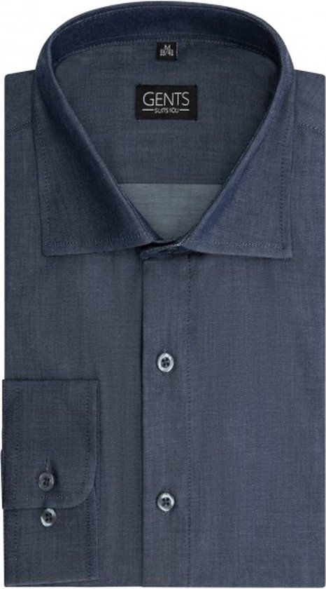 Gents - Uni denimblauw - Maat S - Heren - Slim Fit - Katoen - Maat S