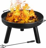Merkloos / Sans marque Holland Connections Vuurkom Ø60 cm met handgrepen – Verwijderbare metalen vuurmand, multifunctionele vuurplaats voor terras en tuin – Geschikt voor verwarming & barbecue