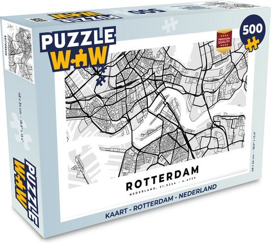 MuchoWow Puzzel Kaart - Rotterdam - Nederland - Legpuzzel - Puzzel 500 stukjes