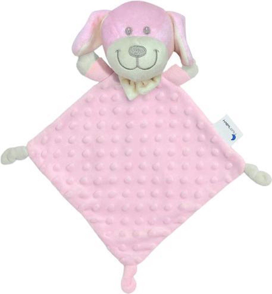 Interbaby knuffeldoekje hond 28 x 17 cm pluche roze