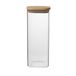 Pot de rangement carré, verre et bambou, 980 ml