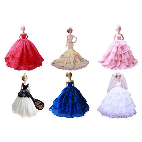 Lance Home Poppenkleding voor poppen van 29 cm, 4 sets Fashionista elegante jurk bruiloft feestkleding voor poppen meisjes verjaardagscadeau willekeurige stijl