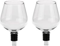 Merkloos Wijnfles dop - Set van 2x stuks - Schenkdop wijnglas vorm - Groot wijnglas - wijnfles glas