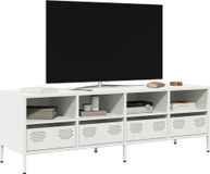 Maison Exclusive - meuble TV, blanc, 135x39x43,5 cm, en acier galvanisé