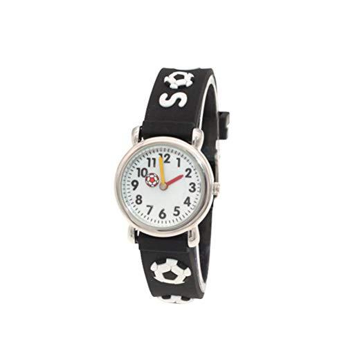 VILLCASE Polshorloge-Kids Soccer Theme Watch Cartoon siliconen quartz horloge Childs sporthorloges (zwart)