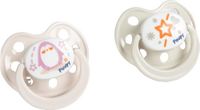 Poupy anatomische siliconen fopspeen, 2 stuks, grijs/roze