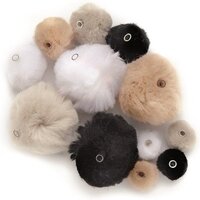 90x knutsel pompons met kunststof ogen wit/zwart/grijs - Hobby knutselen artikelen
