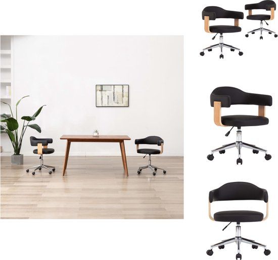vidaXL Eetkamerstoelen draaibaar kunstleer zwart
