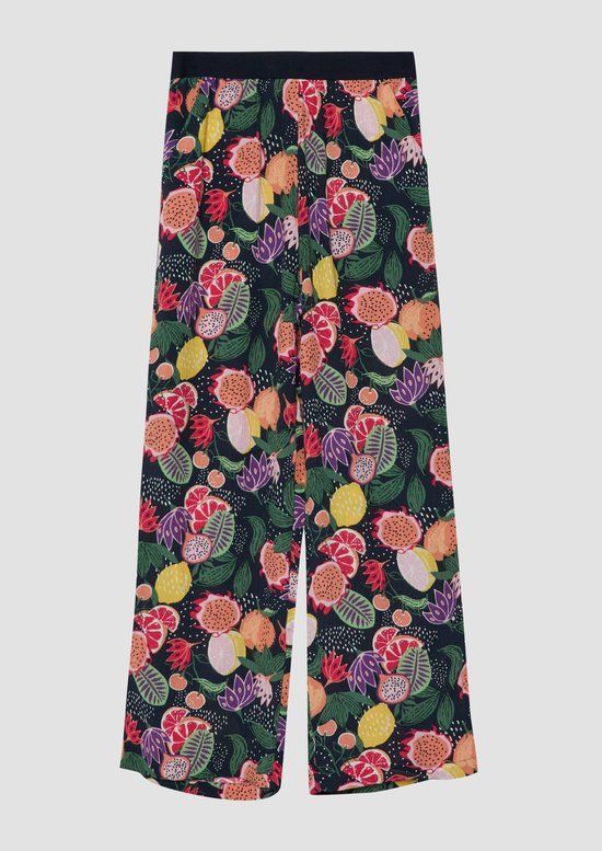 s.Oliver Kinderen Broek Viscose Gebloemd Donkerblauw