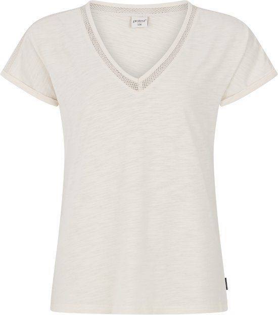Protest PRTMondaysi T-shirt Dames Korte mouwen V-hals Loose fit Wit