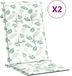 vidaXL Coussin de chaise 2 pièces dossier haut motif de feuilles tissu