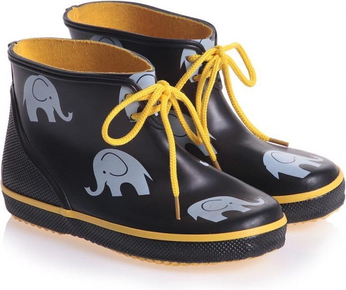 CELAVI Lage zwarte kinderregenlaars met Olifanten Print 24