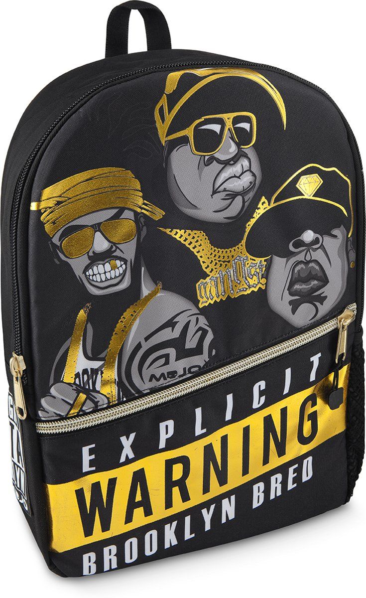 MOJO Rugzak - Straight outta Brooklyn Rapps NY - Zwart/Print - Polyester