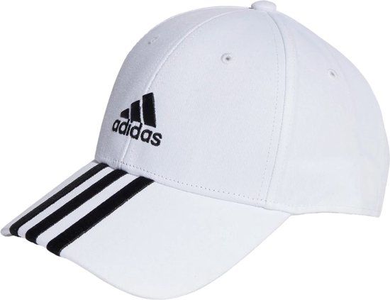 adidas Sportswear Baseball 3-Stripes Cotton Twill Baseball Cap - Unisex - White - Adult (M/L)