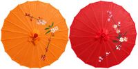 Merkloos Aziatische Chinese decoratie paraplu - oranje / rood - 41 cm - 56 cm