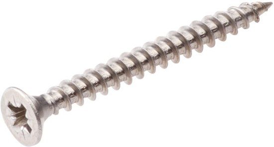 Hoenderdaal Spaanplaatschroef rvs-A2 platkop pz-2 5.0X20 voldraad (200)