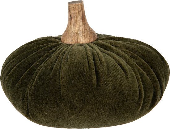 Clayre & Eef Decoratie Pompoen Ø 15x12 cm Groen Stof