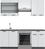 Vicco Fame-Line Unité de cuisine complète – 200 cm, WB Marbre blanc/anthracite de campagne