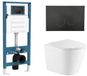 QeramiQ Dely Toiletset - inbouwreservoir Qeramiq Flush - slim zitting - metaal mat zwarte bedieningsplaat - ronde knoppen - mat wit
