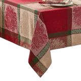 Elrene Home Fashions Prestige Poinsettia jacquard geweven katoenen kerst/vakantie rechthoekig tafelkleed, 132 x 177 cm