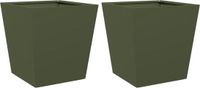 vidaXL Plantenbakken 2 st 40x40x40 cm staal olijfgroen