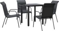 vidaXL - 5-delige - Tuinset - textileen - en - staal - zwart