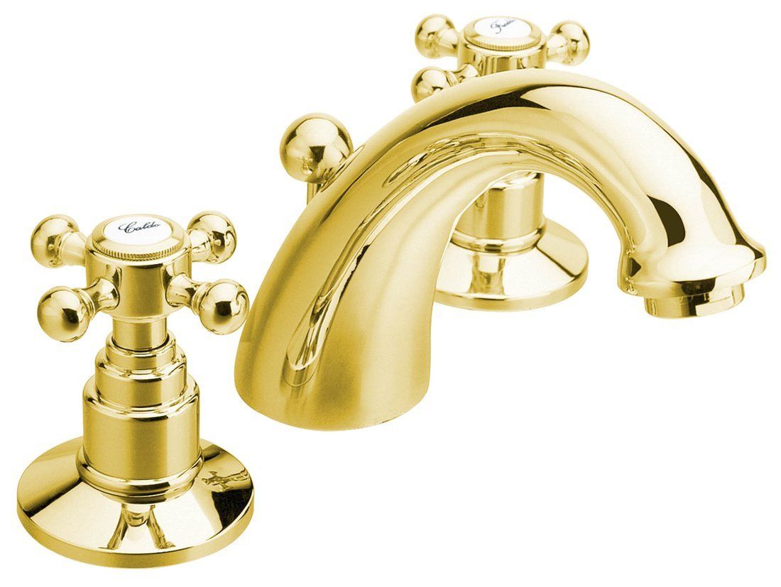 Reitano Rubinetteria ANTEA 3-gaats wastafelmengkraan met klikwaste, goud