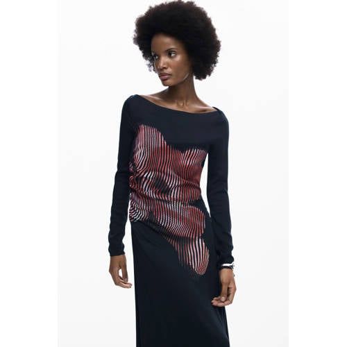 Desigual gebloemde midi jurk zwart