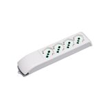 FANTON Stekkerdoos met 4 stopcontacten, Schuko en Italiaanse bypass, 16 A, wit
