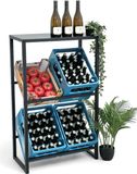 DanDiBo Drankenrek voor 4 kratten met opbergruimte, smal, metalen, vrijstaand, model 96547.