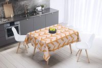 Bonamaison Tafelkleed, Anti-Mold, Sneldrogend, Waterdicht, 100% Polyester Tafellaken, Oranje, gebroken wit, 140 x 140 Cm