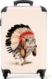 NoBoringSuitcases.com Kinderkoffer Uil als indiaan Hardcase 55x35x20 cm 36L TSA Cijferslot