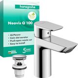 Hansgrohe Neovis Q Wastafelmengkraan 100 met Push-Open afvoergarnituur, Chroom