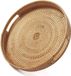Plateau rond avec poignées - Plateau de table basse décoratif tissé ottoman - Cuisine et maison naturel - Petit format 30cm x 6cm