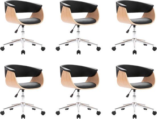 vidaXL Eetkamerstoelen draaibaar 6 st kunstleer zwart