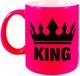 Bellatio Decorations King koffiemok - cadeau beker - roze - voor een koning - 300 ml - keramiek