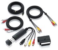 CSL Capture vidéo USB avec entrées S-Vidéo, composite et RCA, compatible PAL/NTSC, adaptateur SCART inclus - Noir