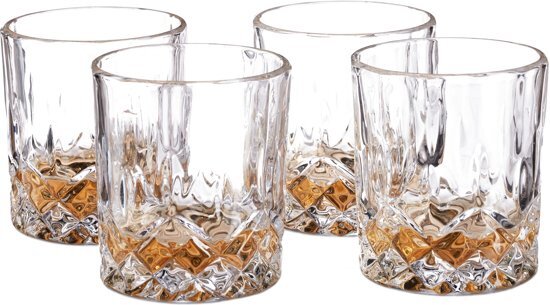 Relaxdays Whiskyglazen set 4 stuks whiskeyglazen kristalglas 250 ml whiskyglas
