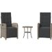 Mobilier De Jardin Ensemble De Bistro 3 Pcs Avec Coussins Gris Résine Tressée