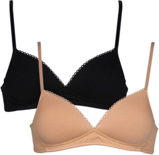 My Basic by After Eden voorgevormde bh zonder beugel (set van 2) beige/zwart