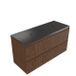 Saniclass Meuble de salle de bain - 120x45x63cm - Plan de toilette noche basalte poli - 1 vasque - sans trou de robinetterie - 2 tiroirs - noyer mat pur (bois) SW1420809/SW728238