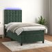 Maison Exclusive - Lit boxspring avec matelas et éclairage LED, vert foncé, 90x190 cm, velours