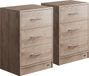 Casaria Nachtkastje Eloise Set van 2 – 3 Lades 54x39x28cm – Eik