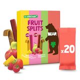 BEAR Fruit Splits Mixdoos | 100% Natuurlijke Ingrediënten | 20 x 20g (400g) | Lunchbox Snacks voor Kinderen & Volwassenen | Zonder Toegevoegde Suikers