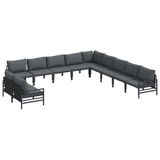 vidaXL Tuinbank - Set - 11 - st - Zwart - Staal