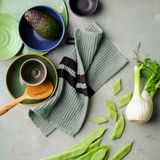 DDDDD Vespo B.V. Baxter - Vaatdoek - Set van 4 stuks - Katoen - Absorberend - 30x30 cm - Gestreept - Groen