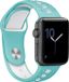Qubix Compatible Apple Watch Bandje - Sportbandje Combi-kleuren - Blauw + Wit - Geschikt voor Apple Watch 42mm / 44mm / 45mm