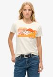 Superdry - T-shirt Outdoor à rayures coupe ajustée - Femme - T-shirts - Coton - Manches courtes - Col rond - Riff white - UK12-EU40