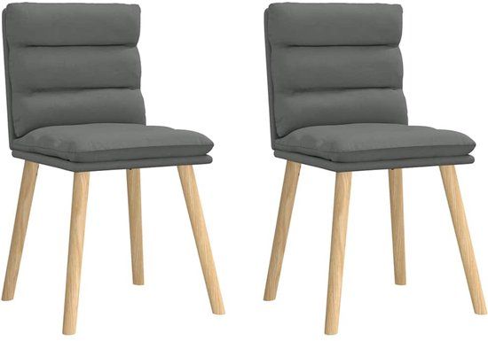 vidaXL Eetkamerstoelen 2 stuks stof donkergrijs